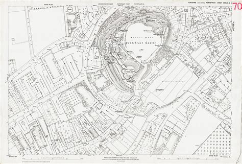 Pontefract Castle area 1891 Pontefract, old / vintage map 249-4-4 | eBay