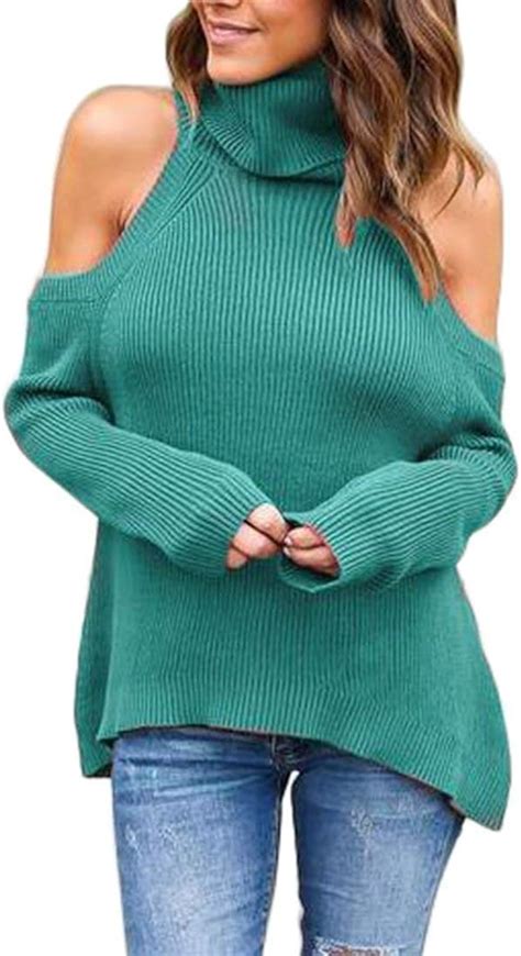 Bolawoo Jersey Cuello Alto Mujer Manga Larga Sin Tirantes Jumper Sweater Elegantes Hipster