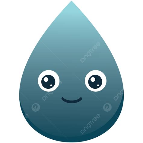 Linda Gota De Agua Azul Expresión Emoji Sonrisa Png Lindo Gota De