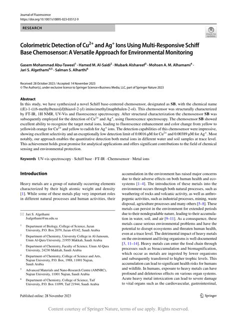 Colorimetric Detection Of Cu And Ag Ions Using Multi Responsive