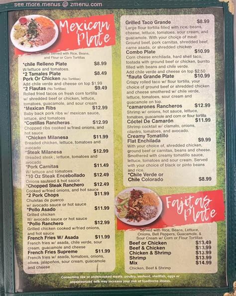 Menu at El Green Burrito restaurant, Tooele, 162 N Main St