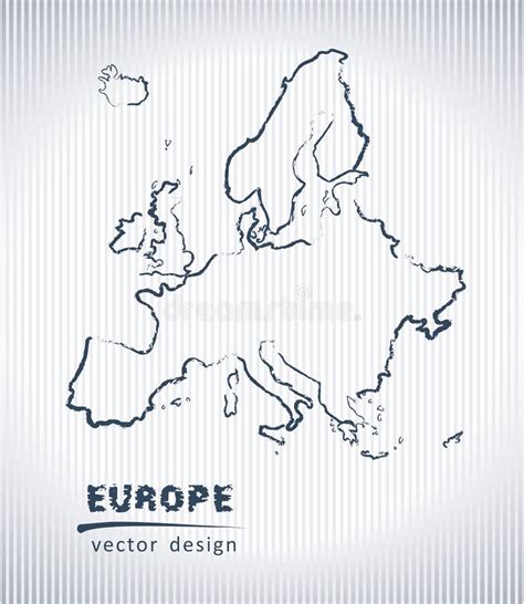 Mapa Do Desenho De Giz Do Vetor De Europa Isolado Em Um Fundo Branco