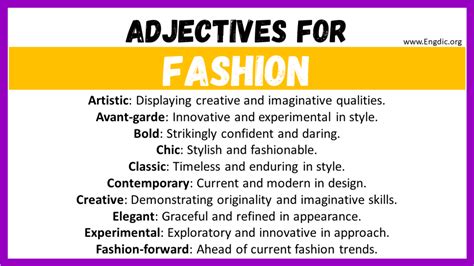 20 Best Words To Describe Fashion Adjectives For Fashion Engdic