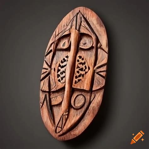 Wooden plaque with a carved kenyan symbol