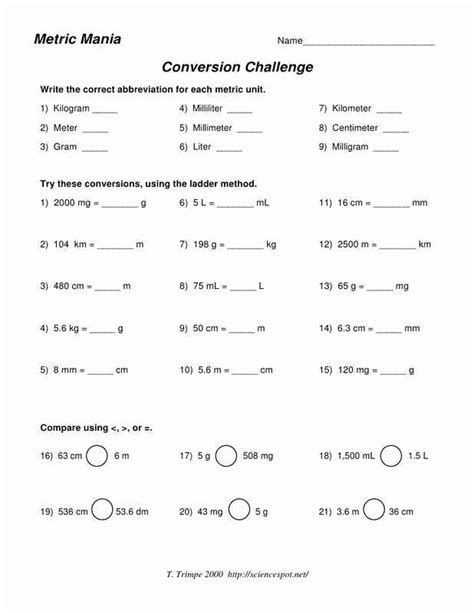 Dimensional Analysis Worksheet Answers Chemistry