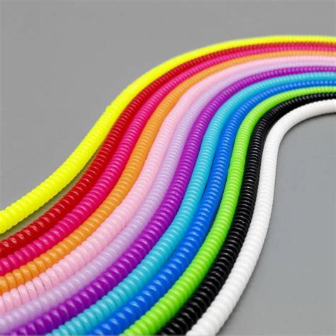 6pcs Lot Solid Color TPU Spiral USB Charger Cable Cord Protector Wrap