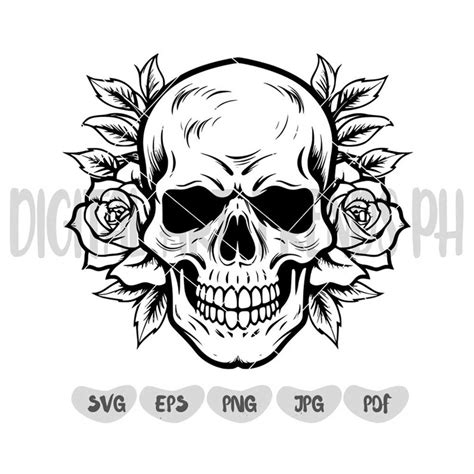 Skull Svg File Flower Skull Svg Skull Cut File Floral Sku Inspire Uplift