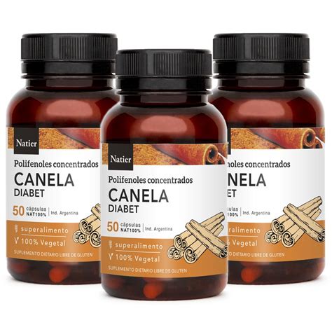 Pack 3 Natier Diabet Canela X 50 Cápsulas Diabéticos Farmacia