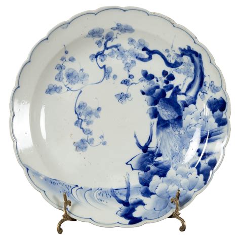 Japanese Blue And White Hand Painted Porcelain Charger Plate With