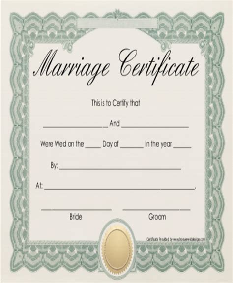 Sample Marriage Certificate