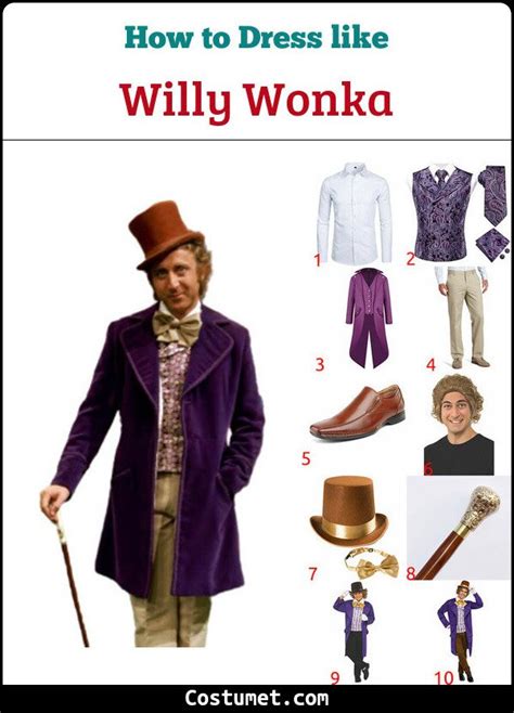 Willy Wonka Charlie The Chocolate Factory Costume For Cosplay