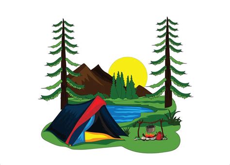 Camping Illustration With Summer Forest Cartoon Style 11124519 Vector