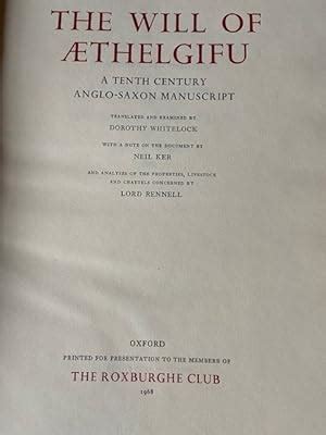 The Will Of Aethelgifu A Th Century Anglo Saxon Manuscript Note On