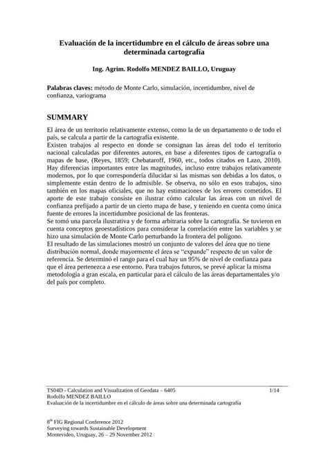 PDF Evaluación de la incertidumbre en el cálculo de áreas PDF