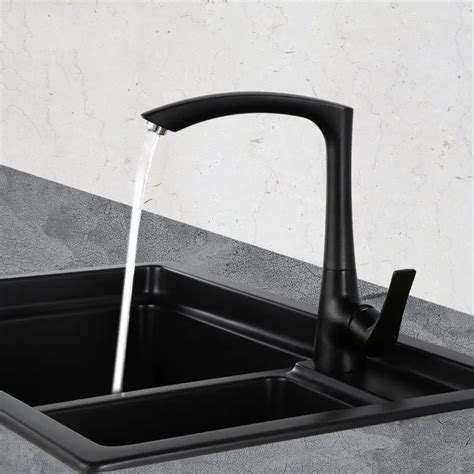 Matte Black Modern Kitchen Sink Faucet Mixer tap Single Hole Black ...