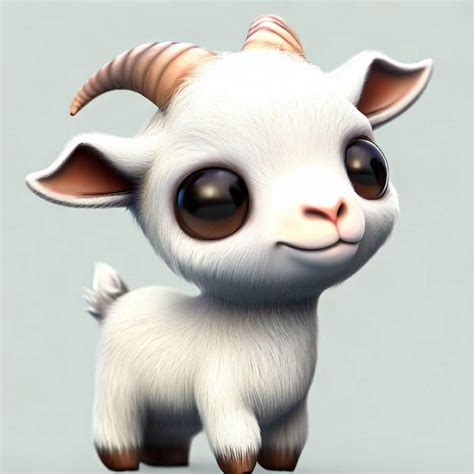 Premium AI Image A White Goat With Big Horns Is Standing On A Gray