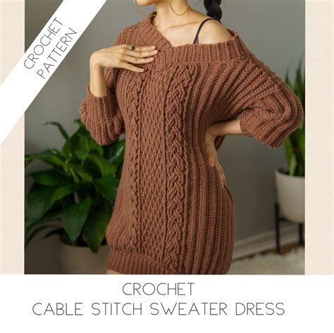 Knit Sweater Dress Pattern Hooded Sweater Dress Sweater Crochet Pattern Crochet Patterns