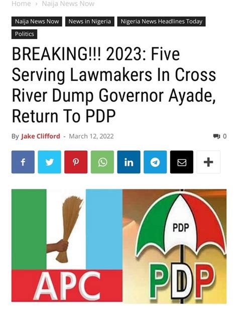 Breaking Lawmakers Dump Gov Ayade And Are Back To Pdp Politics