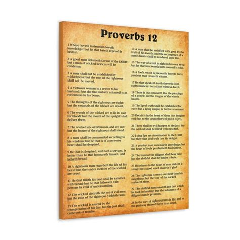 Scripture Walls Proverbs Chapter 12 Gold Bible Canvas Christian Wall