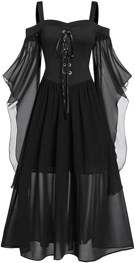 Gothic Dress For Women Sleeveless With Corset Halter Lace Swing