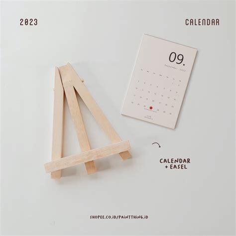 Jual Kalender Aesthetic Calendar 2023 Penyangga Kayu Kalender Meja Desk Calendar