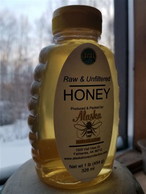 Raw Honey 1 Pound Plastic Bottle Alaska Honey Collective