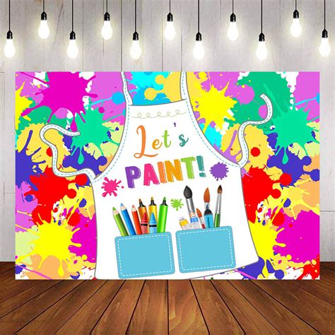 Mocsicka Lets Paint Brush Drawing Board Doodle Theme Party Backdrop