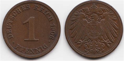 Kaiserreich 1 Pfennig 1906 J großer Adler Kupfer sehr schön leicht