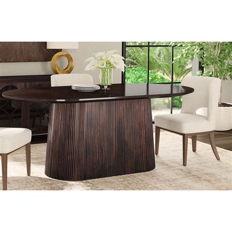 Bassett Mirror Dining Tables 8841 640b T Contemporary Modern Oval Dining Table With Fluted Base