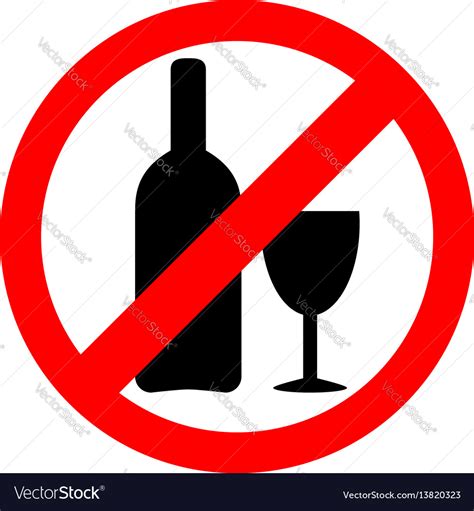 No Alcohol Sign Drinking Alcohol Is Forbidden Icon