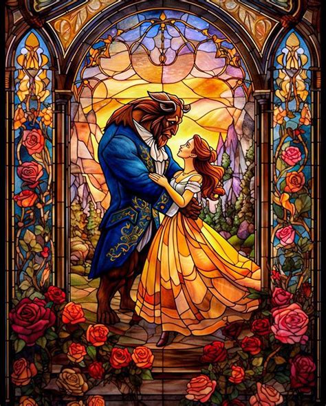 The Beauty And The Beast Stained Glass Window