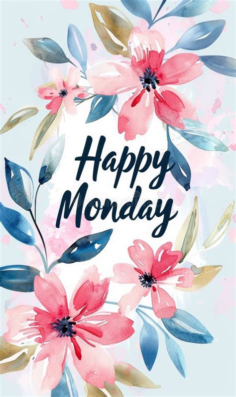 Watercolor Paint Imitation Splash Background with Happy Monday Text and ...