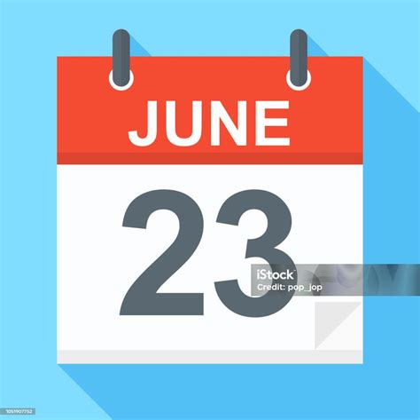 June 23 Calendar Icon Stock Illustration Download Image Now 2018