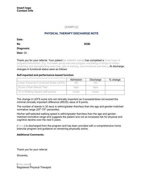 Therapy Discharge Letter Template