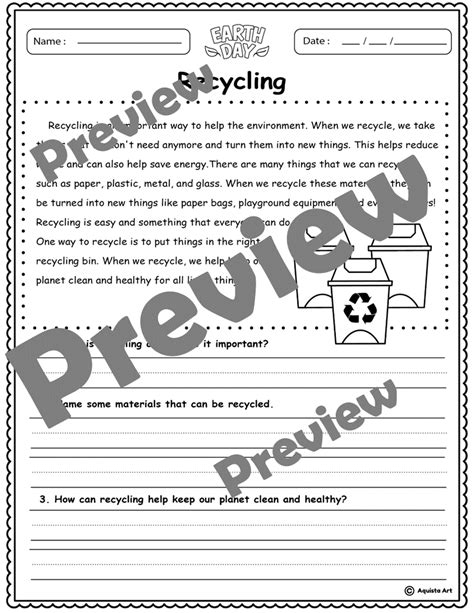 Earth Day Reading Comprehension Passages Perfect For K 2 Grades