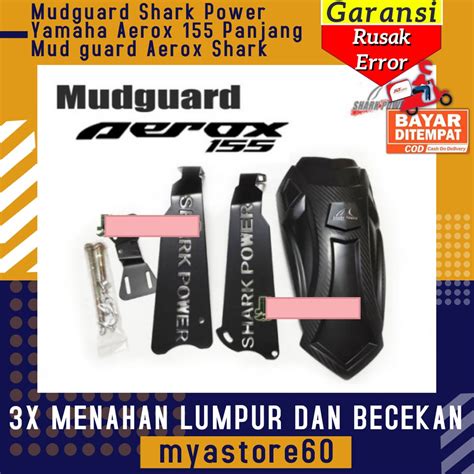 Jual Cover Tutup Mudguard Shark Power Yamaha Aerox 155 Panjang Mud