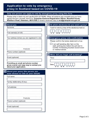 Fillable Online Application To Vote By Emergency Proxy In Scotland