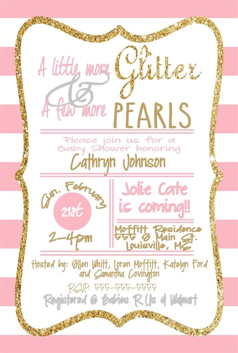 Baby Girl Shower Invitation Loren S Layouts Glitter And Pearls Pink