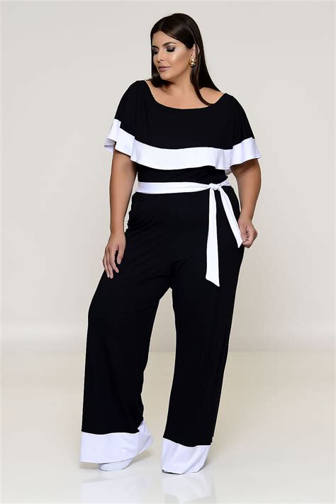 Conjunto Plus Size Bicolor Branco Blusa E Cal A Vk Moda Plus Size