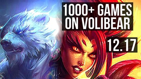 VOLIBEAR Vs ZYRA TOP 6 Solo Kills 1000 Games 1 0M Mastery KR