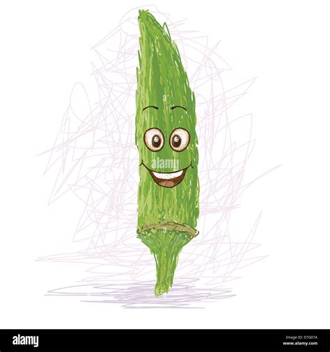 happy okra vegetable cartoon character smiling Stock Photo - Alamy