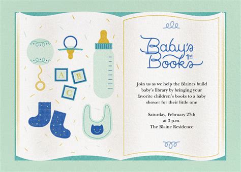 Baby S First Library Baby Shower Invitation Send Online Instantly