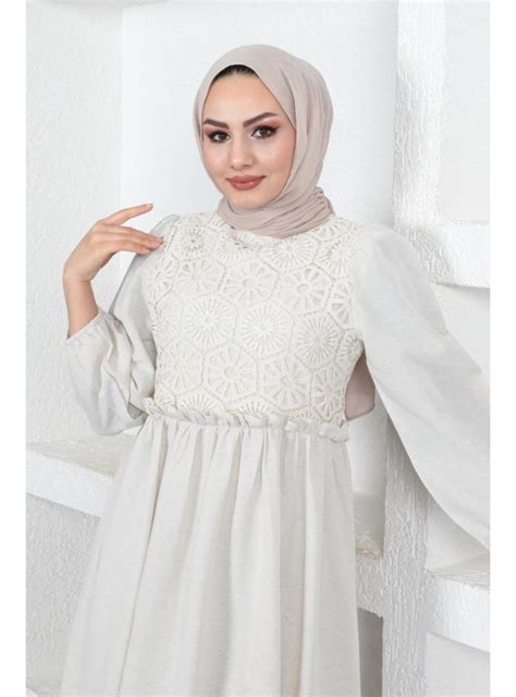 Stone Color Modest Dress