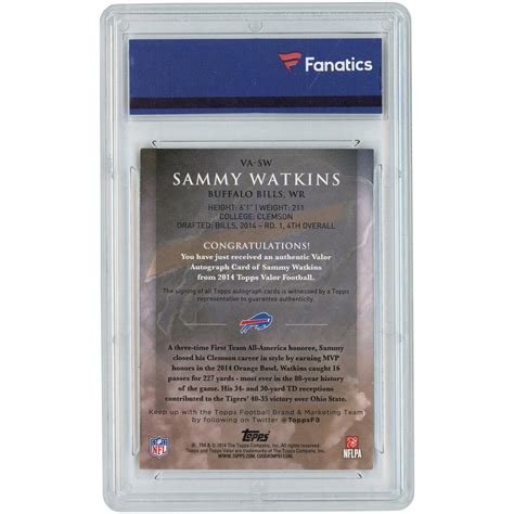 Sammy Watkins Buffalo Bills Autographed 2014 Topps Valor Bronze RC VA