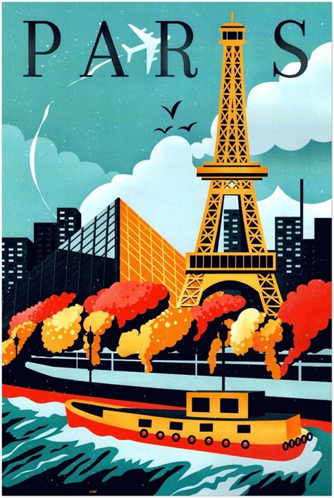 Travel Posters Paris France Travel Poster Retro Vintage Poster EBay