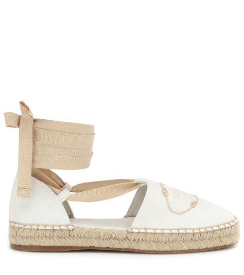 Prada Embroidered Canvas Espadrilles In White Save 30 Lyst