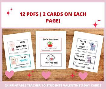 Valentine's Day Classroom Cards, Teacher to Students Valentine's Day Cards