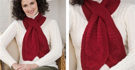 Hearty Keyhole Knit Scarf FREE Knitting Pattern