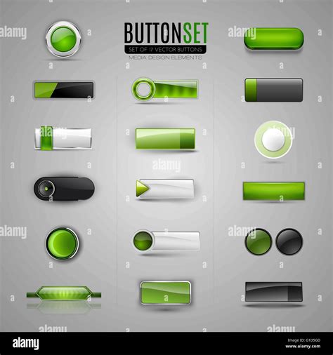 Conjunto de botones verdes vector botones para web App infográfico