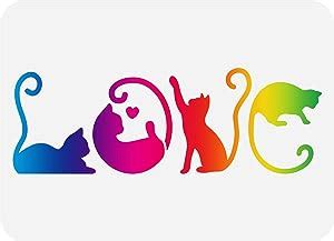 FINGERINSPIRE Love Cat Stencil 8 3x11 7inch Reusable Pet Cat Drawing